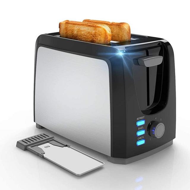 Toaster 2 Slice Best Rated Prime Toasters Stainless Steel Black Bagel Toaster Evenly and Quickly with 2 Wide Slots 7 Shade Settings and Removable Crumb Tray for Bread Waffles