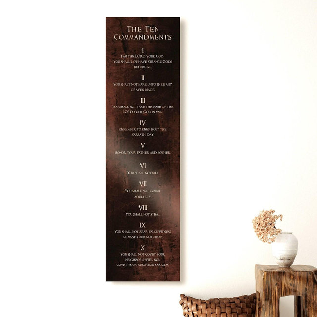 The Ten Commandments Bronze Sign: Religious Wall Decor, Gift for Husband, Dad