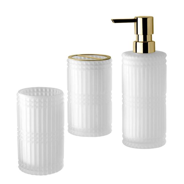 3pc Devon Lotion Pump/Toothbrush Holder/Tumbler Set White - Allure Home Creations