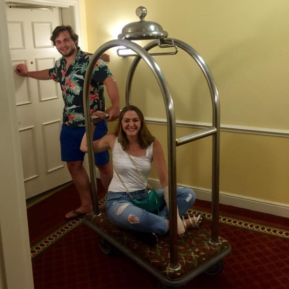 Scott wheeling Hayden around after her avocado injury