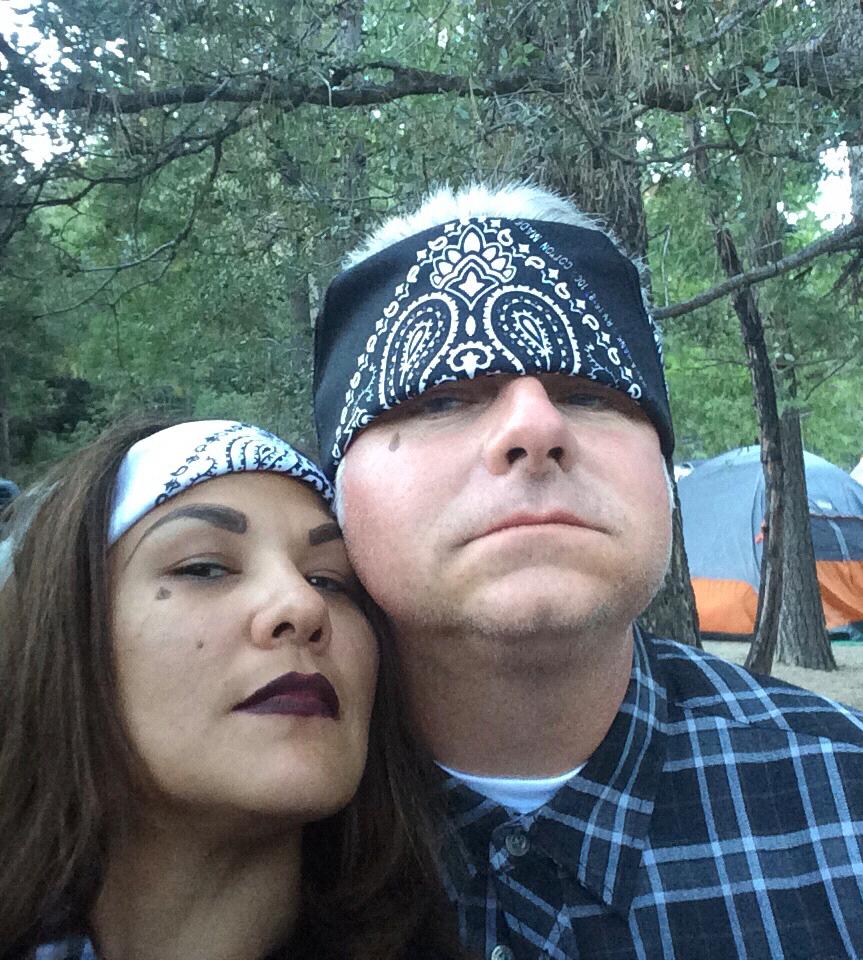 Camping in Idyllwild, CA August 2015- Dress like a Mexican theme! We went with the “Mi Vida Loca” look! Check out our tear drop tattoos!