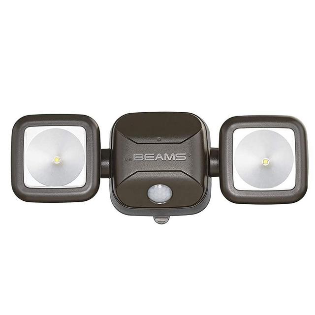 Mr. Beams MB3000 High Performance Wireless Battery Powered Motion Sensing LED Dual Head Security Spotlight, 500 Lumens, Brown, 1-Pack
