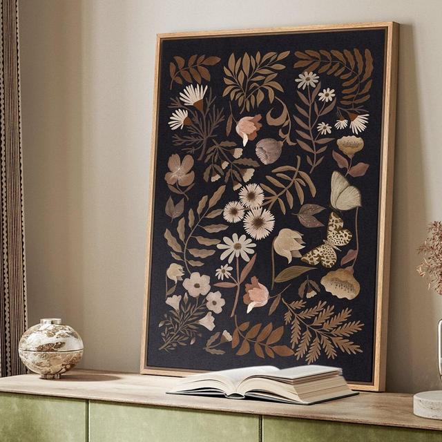 Framed Canvas Wall Art Moody Flowers Floral Botanical Print Minimalist Modern Art Boho Wall Decor