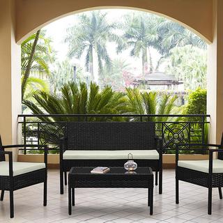 Noli Steel Rattan 4-Piece Patio Conversation Set