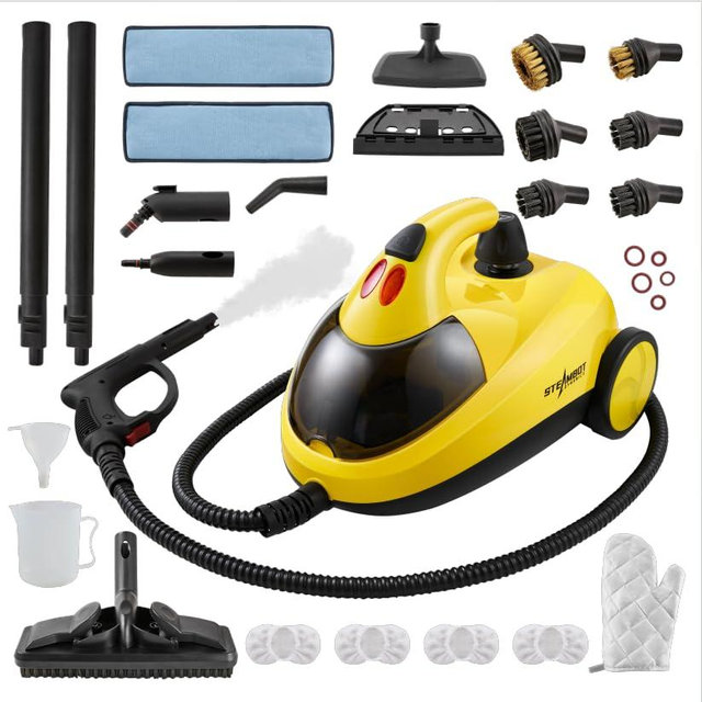 Steambot Steam Cleaner with 28-in-1 powerful, deep cleaning for home, floor, car, tiles, grout, oven,grove,range, wall and window in kitchen, living room,bathroom, high temperature steam cleaning