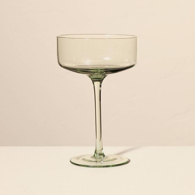 9.8oz Tinted Glass Coupe Drinkware Light Green - Hearth & Hand™ with Magnolia