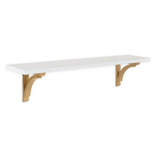 Kate and Laurel 36-Inch Corblynd Wall Shelf in White/Gold