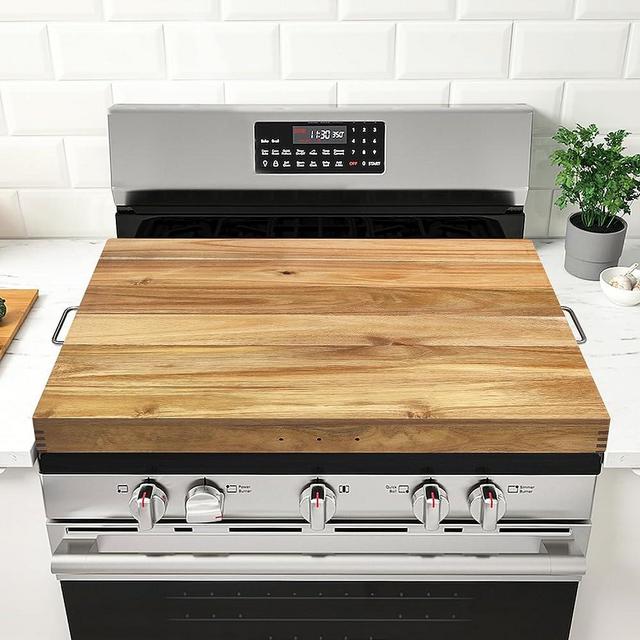 GASHELL Gas Stove Cover with Handles, Multiple Wood Stove Top Cover Board for Gas Stove(Acacia)