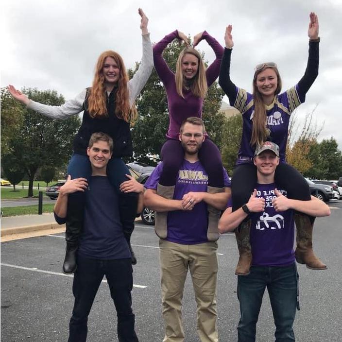 With some of our best friends: Johnny, Katelyn, Phillip, and Miranda at JMU homecoming tailgate.