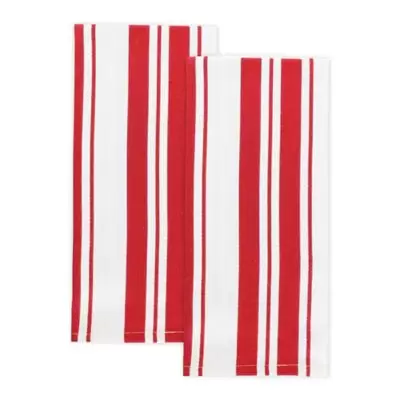 MÜkitchen® Basketweave Stripe 2-Piece Cotton Cloth and Towel Set in Red