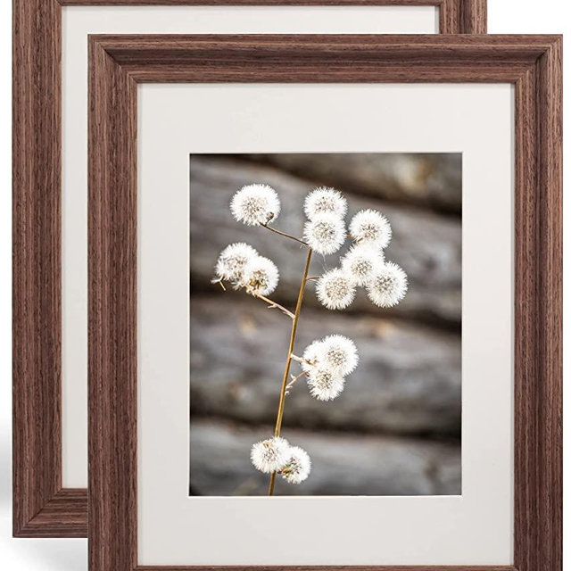 GraduationMall 11x14 Wood Picture Frames,Display Photos 8x10 with Mat or 11x14 Without Mat,Real Glass,Wall or Tabletop Display,Rustic Brown Set of 2