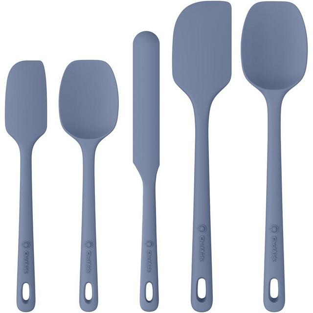 ChefAide 5 Pieces Silicone Spatula Set, Food Grade Rubber Spatula, Upgrade Strong Handle with Ergonomic Grip, Heat Resistant Up to 600°F for Nonstick Cookware, Cooking