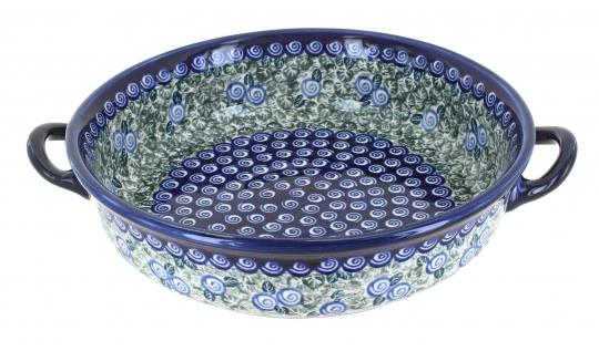 Seaside Swirl Round Casserole with Handles - Polish Pottery