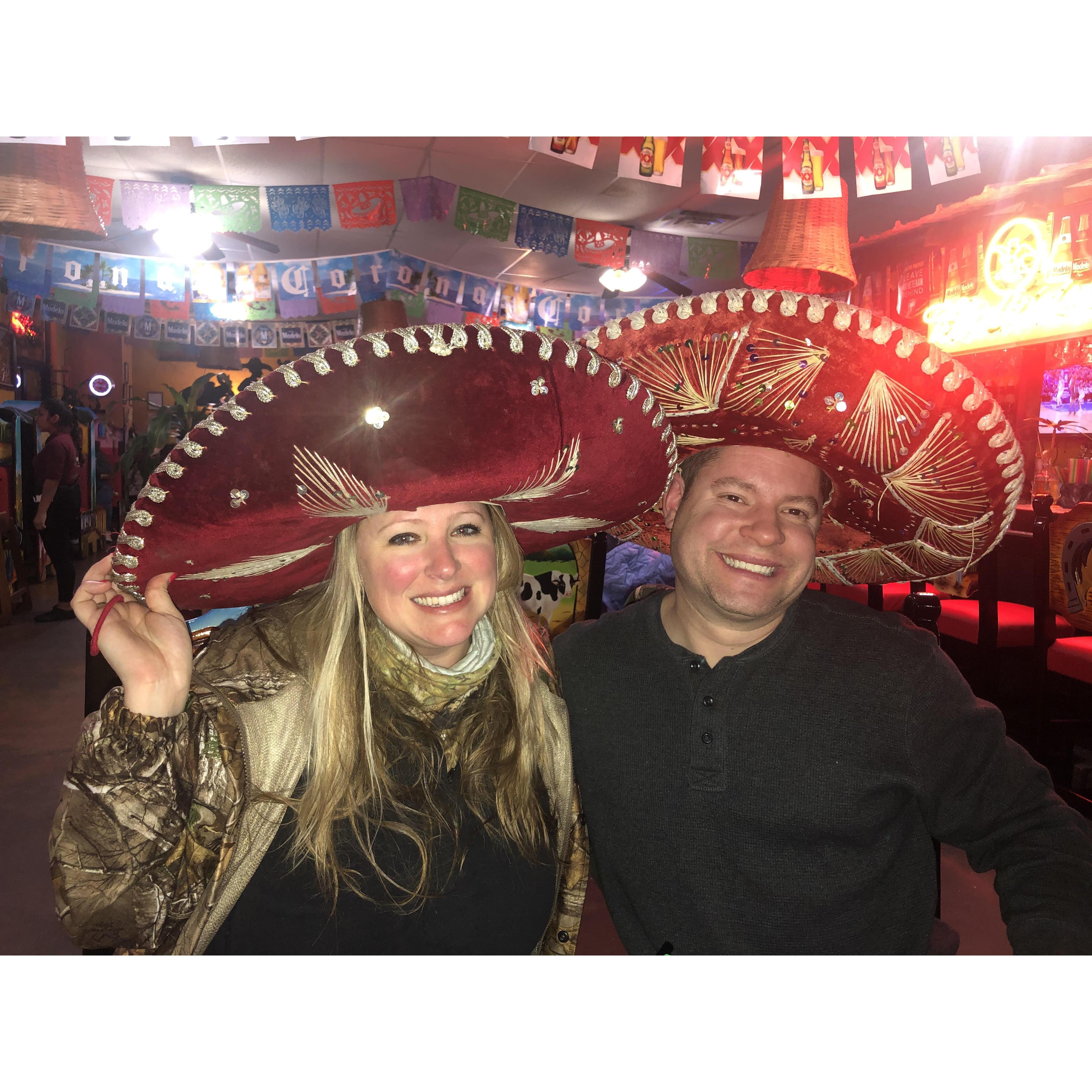 Celebrating our sixth anniversary with sombreros.