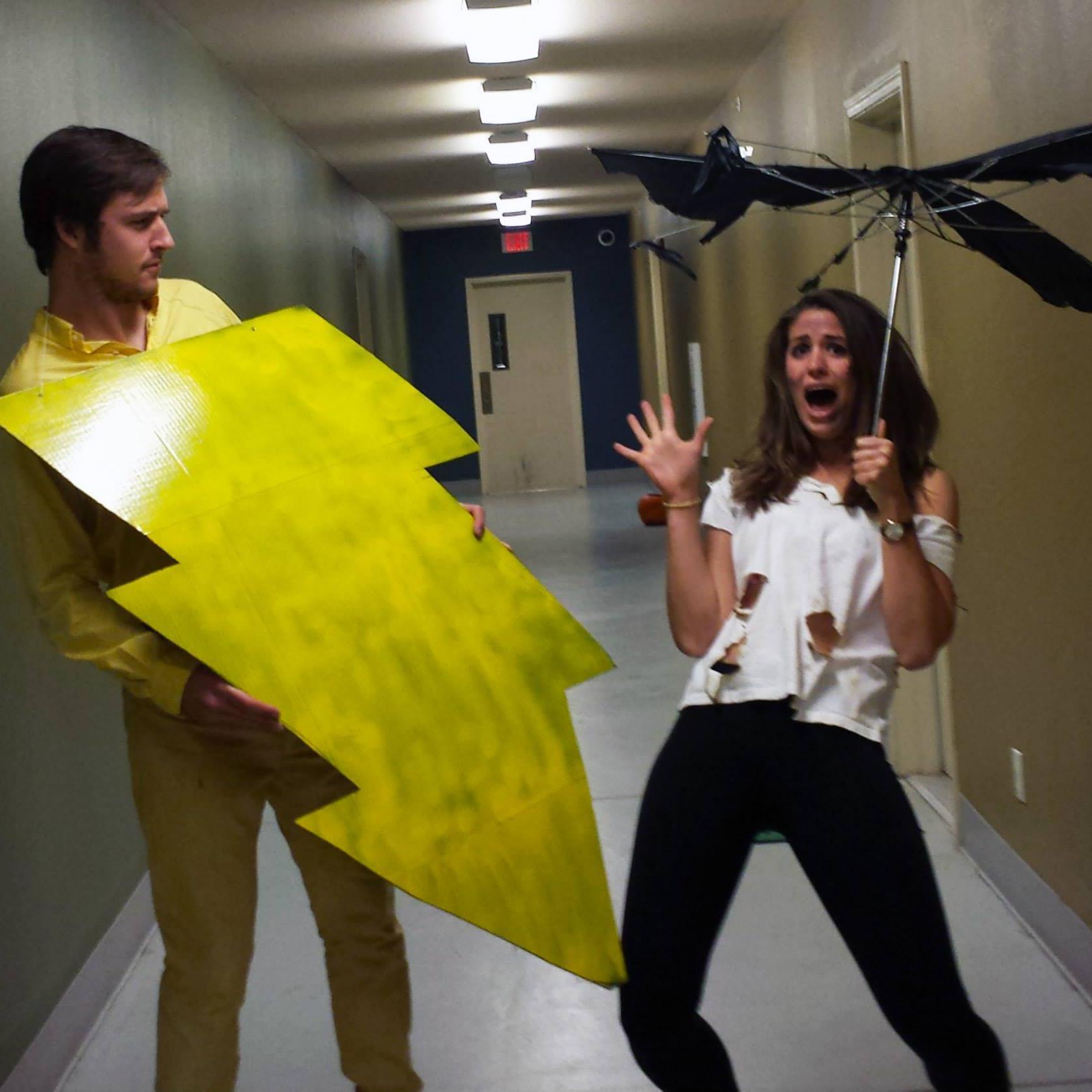 Our first Halloween together - Katy got struck by lightning!