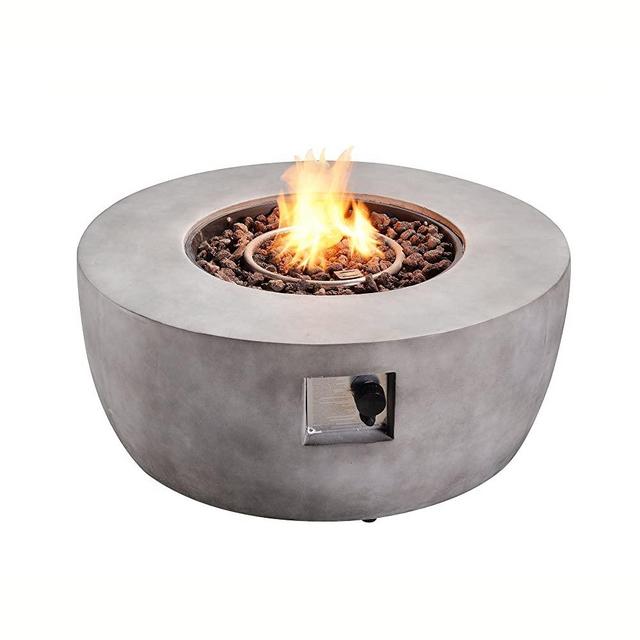Peaktop HF36501AA Round Concrete Propane Fire Pits, 36", Light Grey