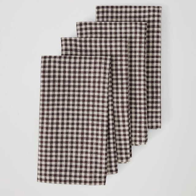 PACT Home Brown Gingham Organic Cotton Napkins 4-Pack 1S