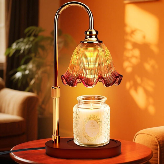 Flower Candle Warmer Lamp with Timer: Birthday Gifts for Women & New Home Decor – Wax Warmer for Graduation Gifts for Women - 3 Timer Modes, 4 Brightness Levels, Adjustable Height & Fire-Free Safety