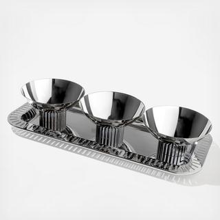 Striations 4-Piece Mini Bowl & Tray Set
