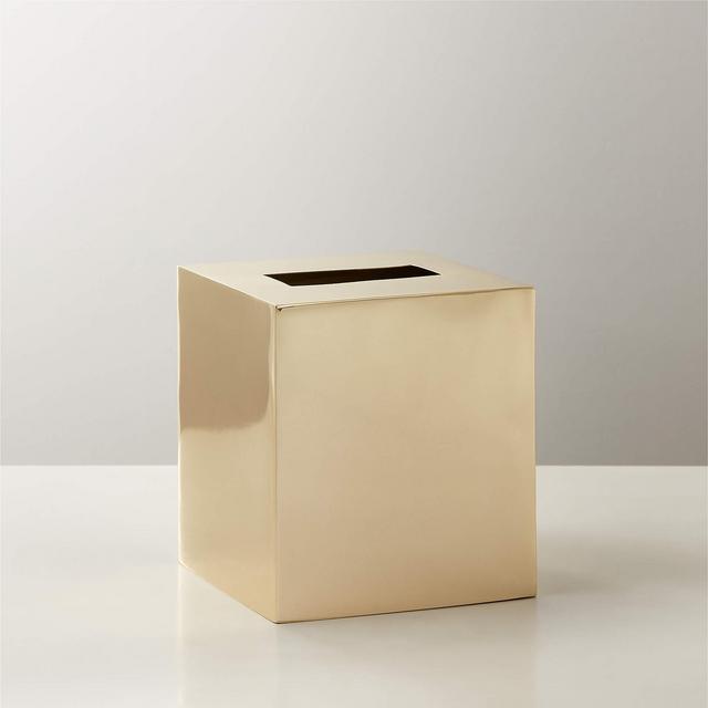Elton Polished Brass Tissue Box