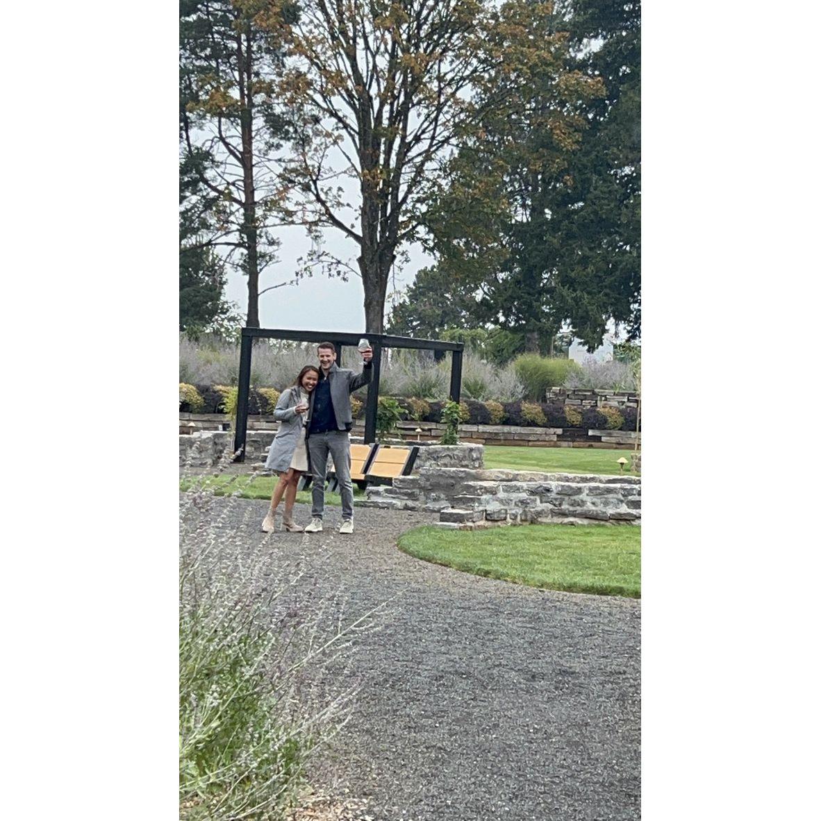 She said "yes"! Right after the proposal. Photo credit to a stranger