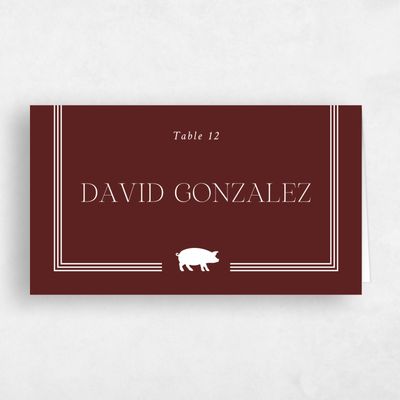 Maroon, Red Wedding Place Card - Teagan Pork