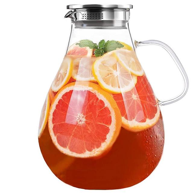 1/2 Gallon 60 Oz Large Jug Glass Pitcher with Lid Borosilicate Boiling  Glassware Hot & Cold Beverages Water Carafe - China Glass Pitcher with Lid  and Handle and Glass Pitcher with Lid