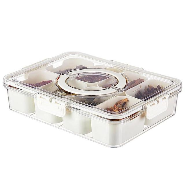 amokk Divided Serving Tray with Lid and Handle Snackle Box Charcuterie Container Portable Snack Platters Clear Organizer for Candy, Fruits, Nuts, Snacks, for Party, Entertaining, Picnic (Rectangular)