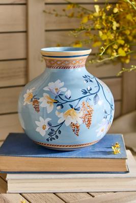 Floral Painting Round Ceramic Vase