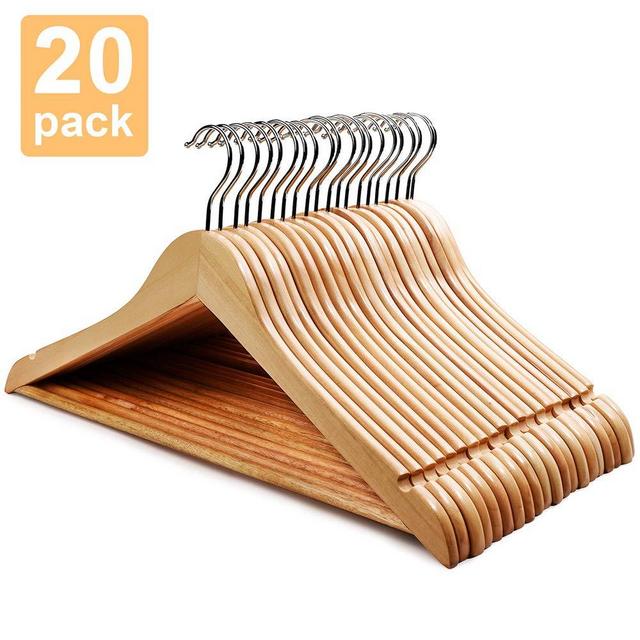 HOUSE DAY Wooden Hangers 20 Pack Hangers Wood Hangers Wooden Clothes Hanger Natural Smooth Finish Wooden Hanger Premium Wooden Hangers for Clothes Suit