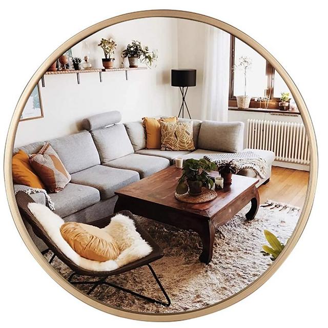 Large Gold Round Wall Mirror - 28" Circle Mirror,Modern Mirror,Accent Mirror,Room Mirrors,Vanity Mirror,Decorative Mirrors for Wall Decor, Bedroom, Bathroom, Living Room,Entryway