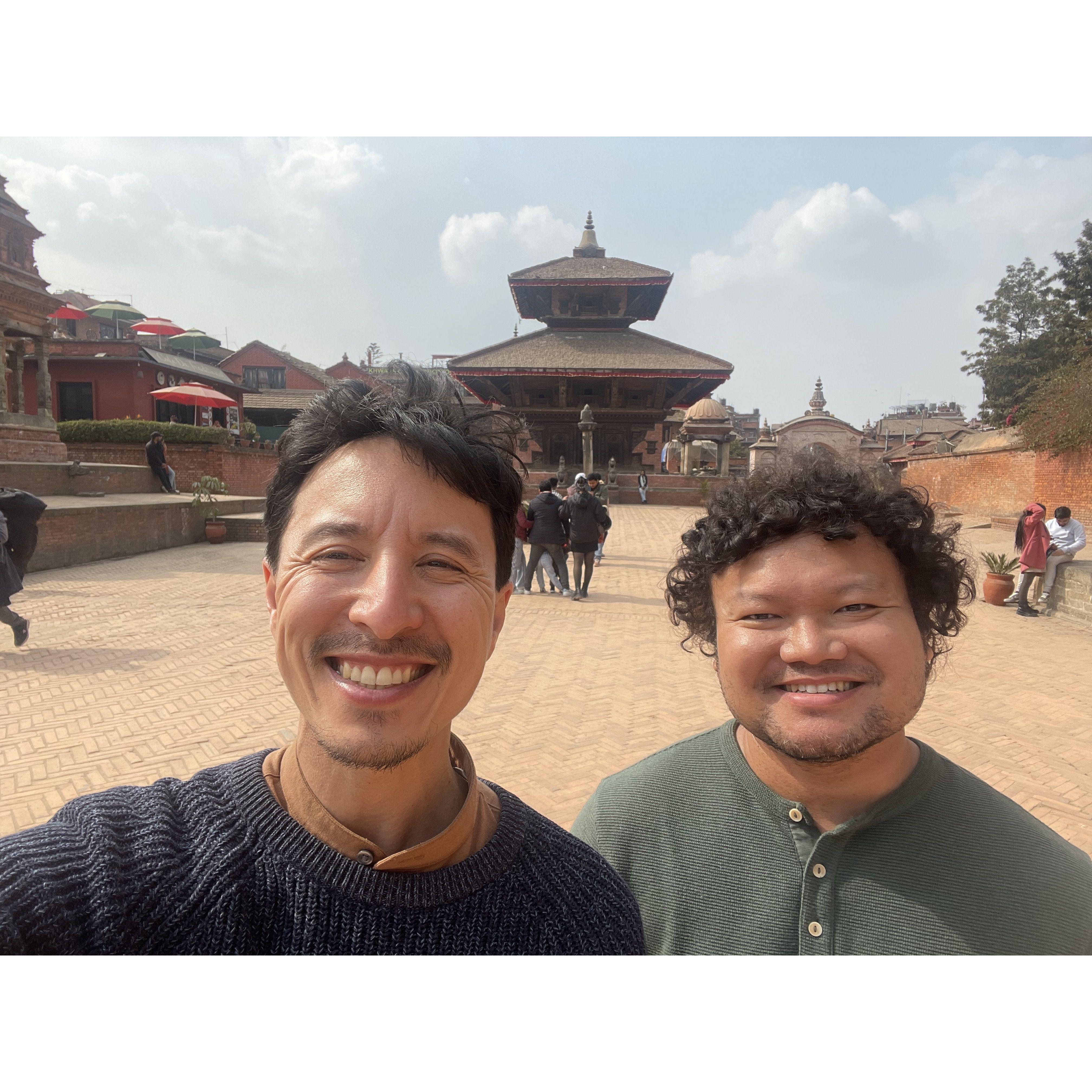 Durbar Square in Kathmandu, Nepal. This was Andy's first visit to Nepal and Vishal's first time back since 2013!