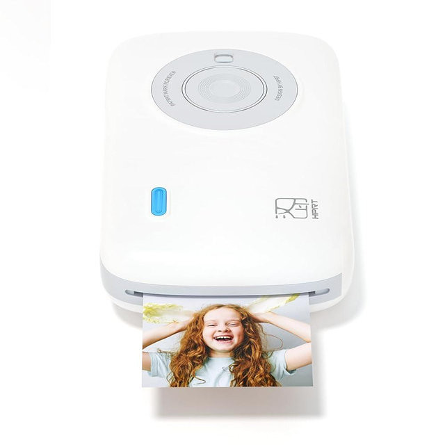 HPRT CP2100 Portable Photo Printer for iPhone, Wireless Picture Printer for Smartphone, 2x3 Mobile Photo Mini Color Printer, Instant Thermal Dye Sublimation Tech, Bluetooth (White-Grey)