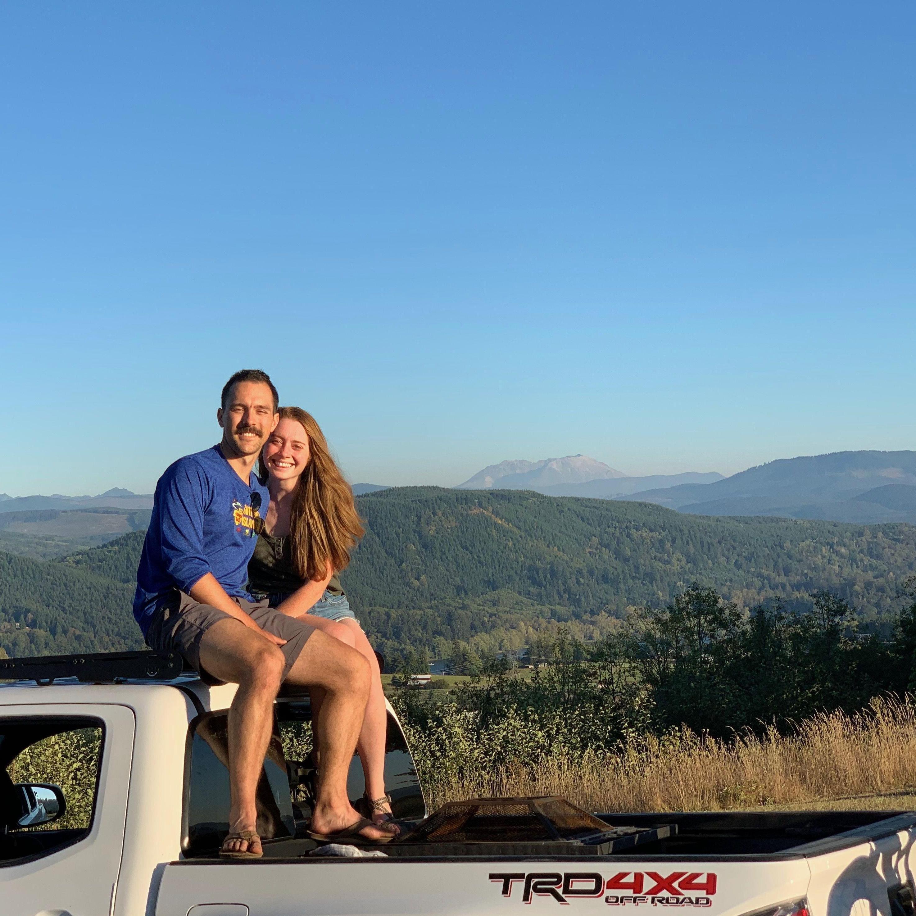 Camping Labor Day weekend 2020: Mount St. Helens in the background.