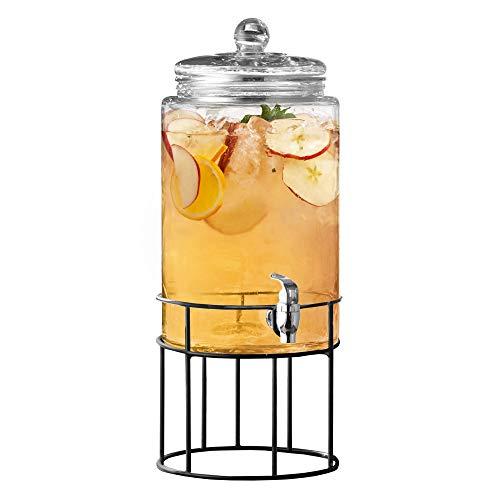 Style Setter Beverage Dispenser Cold Drink Dispenser Glass Jug, Metal Stand & Leak-Proof Acrylic Spigot Great for Parties, Weddings & More (Artesia)