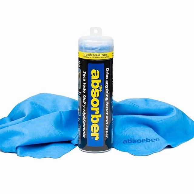 CleanTools the absorber® Large 27-Inch x 17-Inch, Blue - Synthetic Premium Drying Chamois Cloth for Car - Super Absorbent, Scratch-Free and Washable