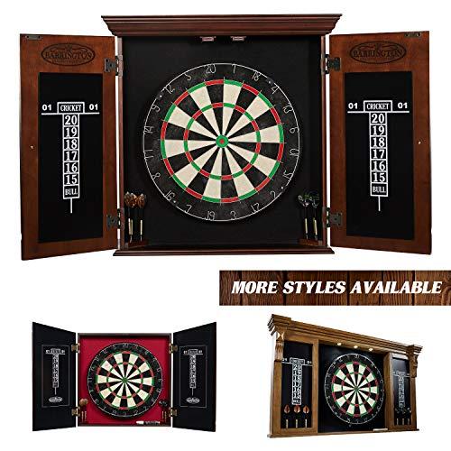 Barrington Collection Bristle Dartboard Cabinet Set: Professional Hanging Classic Sisal Dartboard with Self Healing Bristles and Accessories - Available in Multiple Styles