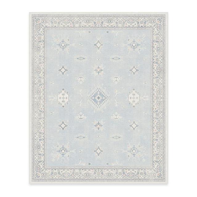 RUGGABLE Verena Washable Rug - Perfect Washable Area Rug for Kids Room, Nursery - Stain & Water Resistant, Non-Slip, Pet & Child Friendly Playroom Rugs - Soft Blue 8'x10' (Standard Pad)