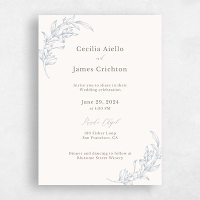 Pink Wedding Invitation - Merriott Portrait