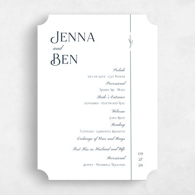 White Ticket Wedding Program - Hartington