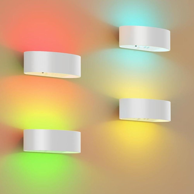Motion Sensor Wall Light, 5000mAh Rechargeable Battery Operated Wall Sconces with Remote, 15 RGB Colors 3 White Temps Dimmable, Wireless Wall Sconces for Hallway, Living Room, Stairwell, Bedroom