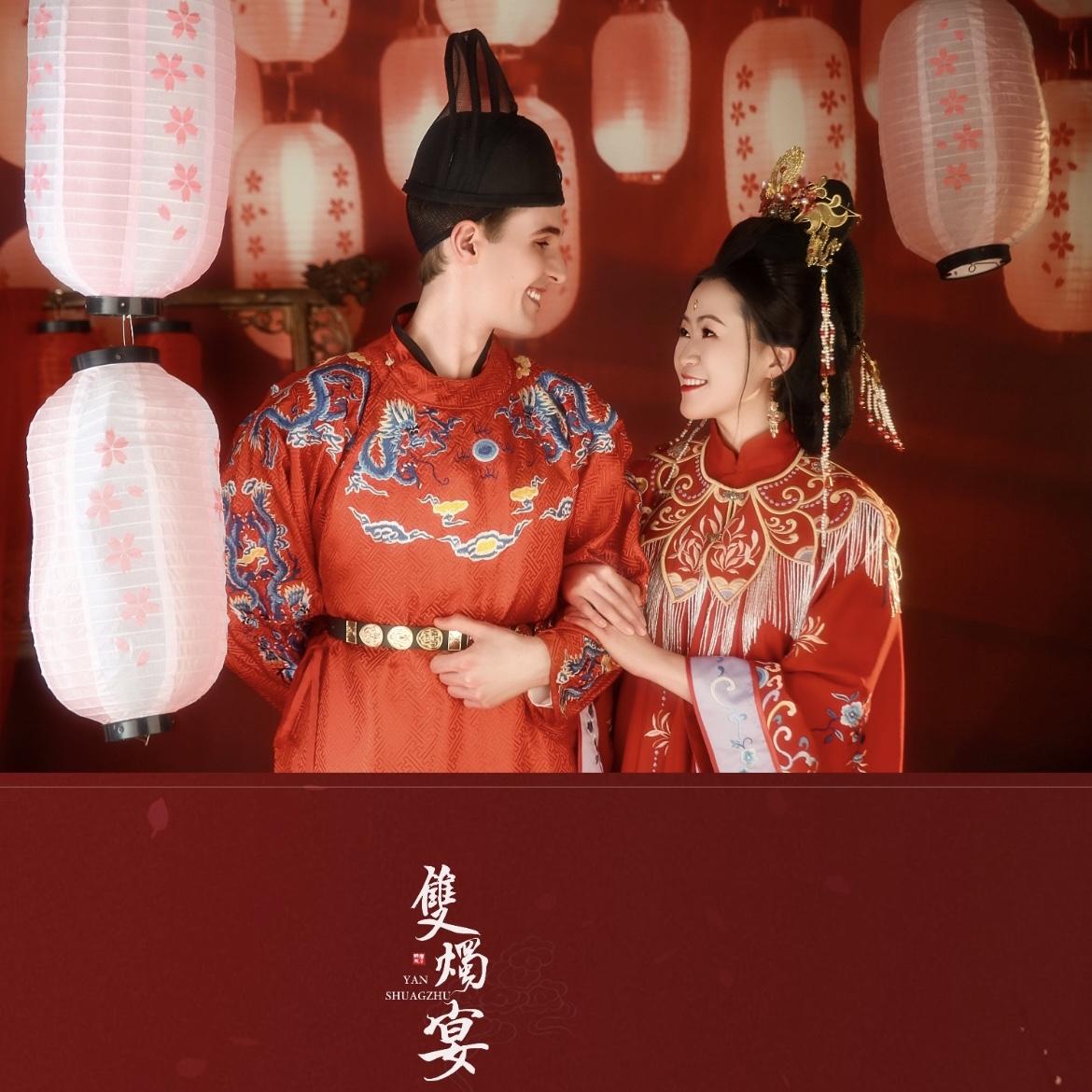 December 2024: Our iconic Chinese wedding photoshoot in Fuzhou. Peter's head was too big to fit in any of the hats, and he couldn't communicate with any of the photographers, so they had to mime poses
