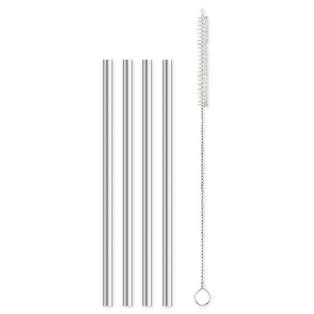 5-Piece Stainless Steel Cocktail Straw and Brush Set