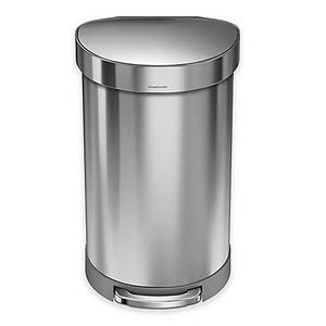 simplehuman® Stainless Steel 45-Liter Semi-Round Liner Rim Step Trash Can