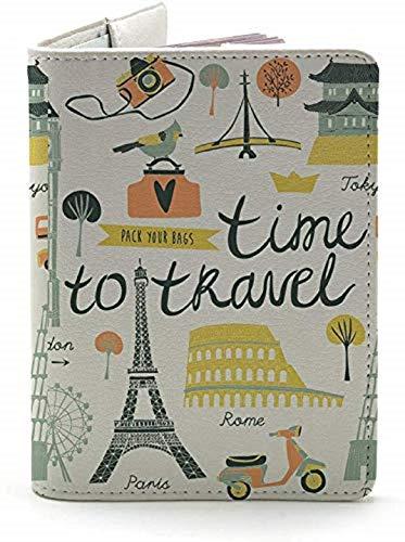 Time To Travel (Both Sides Printed) - White - Wanderlust Collection - Leather Vintage Map - Passport Holder - Travel Accessories