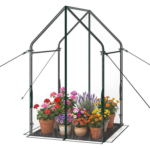 Giantex Mini Greenhouse, Outdoor Portable Green House with Sturdy Metal Frame, Ground Stakes & Wind Ropes, Clear Tent Small Greenhouse for Indoor Outdoor Plants (36"x36"x60")