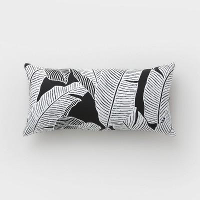 Oversize Lumbar Mod Palm Outdoor Pillow Black - Project 62™