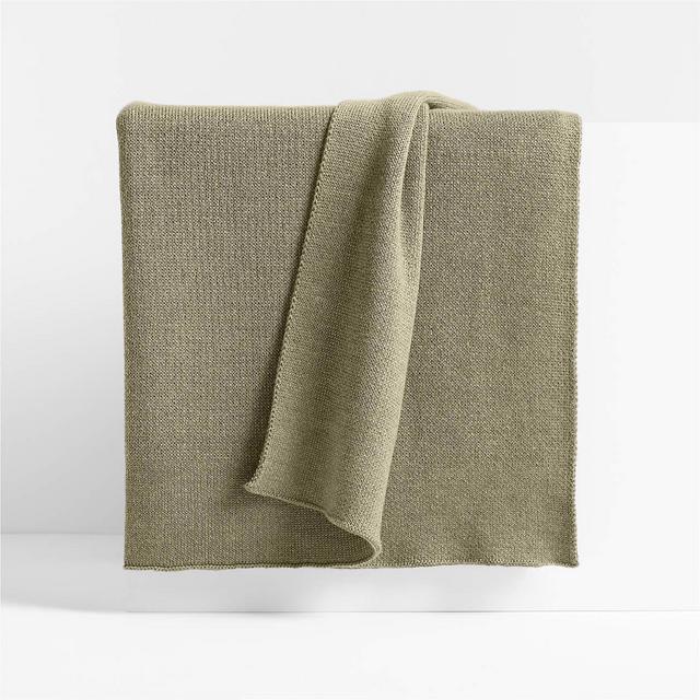Crate & Barrel- Calda Organic 70"x55" Garden Green Throw Blanket
