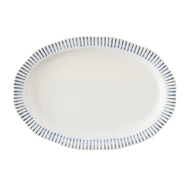 JuliskaSitio Stripe Indigo 17" Serving Platter