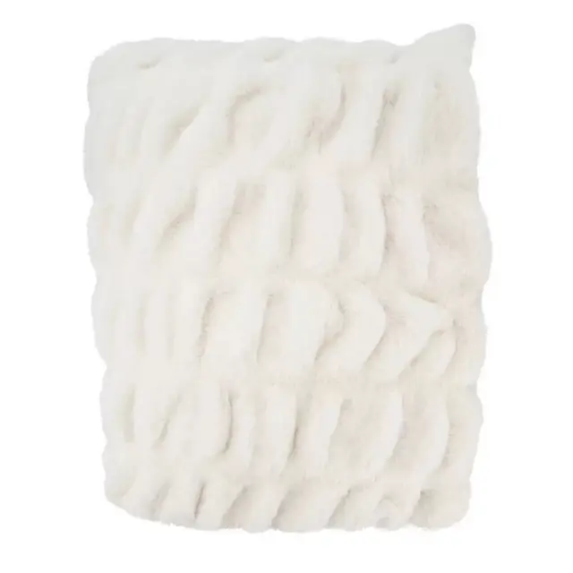 Saro Lifestyle Cuddle Corner Faux Rabbit Fur Throw, 50"x60", White